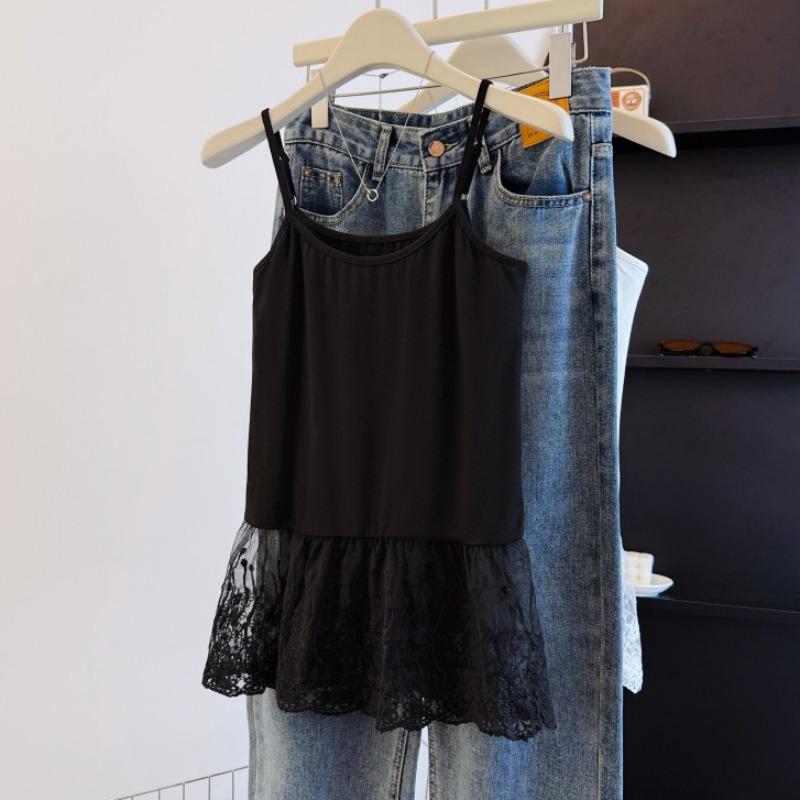 Damen Plus Size Lagen-Spitzen-Saum-Camisole - Sommer Mode Vielseitige Weste