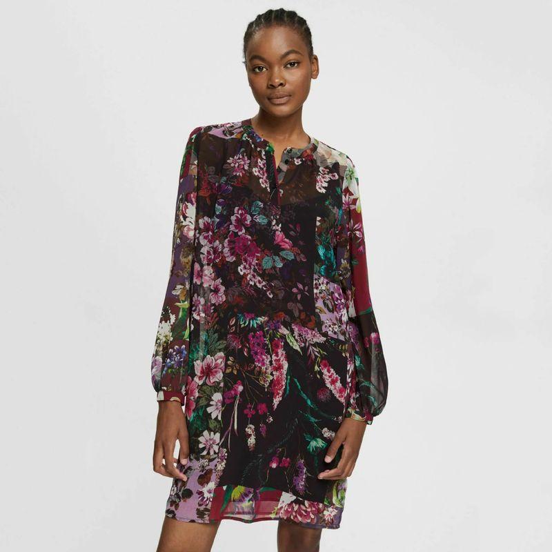 

Very Distinctive Print Light Transparent Fabric Long Sleeves Print Dress Printed 40