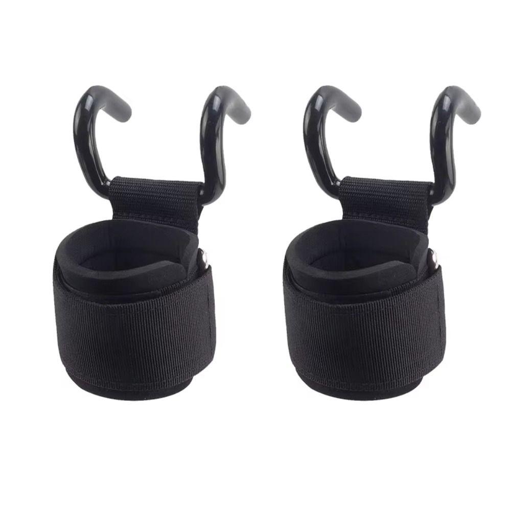 1 Pair Pull-up Weight Lifting Grip Hook Non-Slip Steel Hook Grips Strap  Strength Training