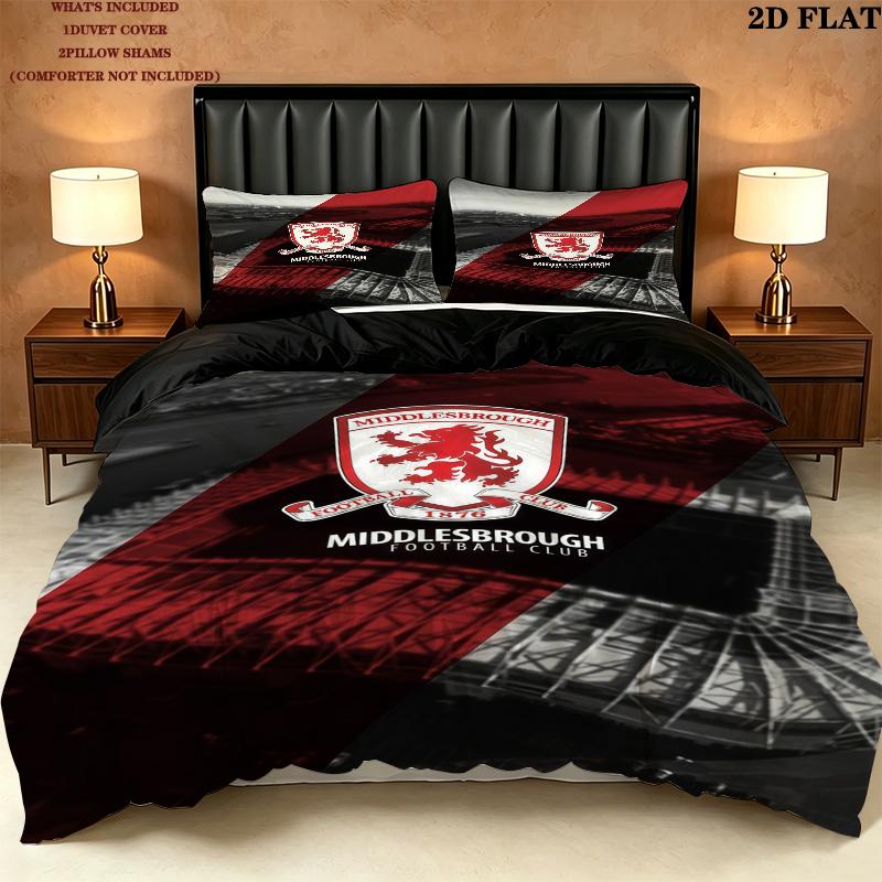Middlesbrough Bedding Quilt Set Quilt Cover Pillowcase Home Decoration Birthday Gift (1 * duvet cover + 2 * pillowcase, without core)
