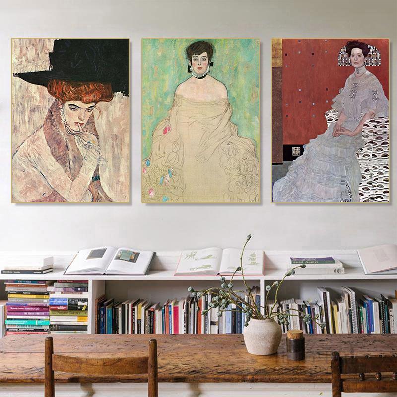Gustav Klimt Kunstwerk Frau Porträt Malerei Poster und Drucke Wandkunst Bild Leinwandmalerei für Wohnzimmer Heimdekoration