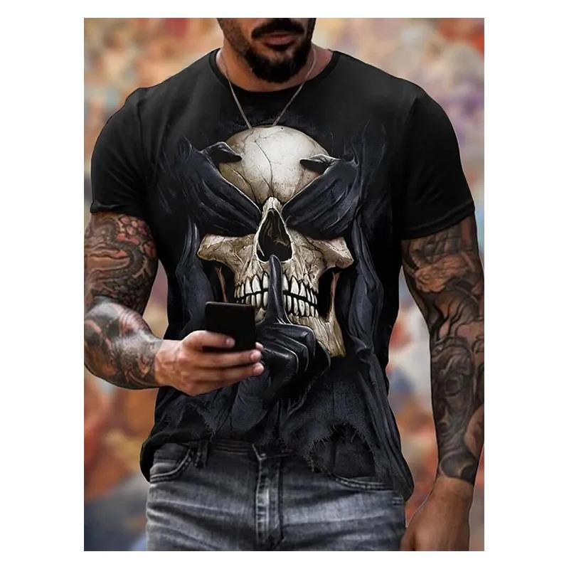 Summer Horror Skull T-shirts 3D Printed Men's Women Casual Short Sleeve Round Neck T Shirt Oversized Tees Tops Man Clothing