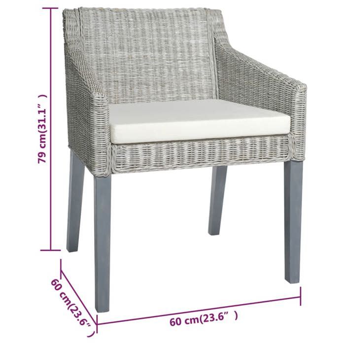VidaXL 2x Chaises à Dîner avec Coussins Fauteuils de Salon Chaises d'Appoint Sièges de Restaurant Cuisine Intérieur Gris 325494