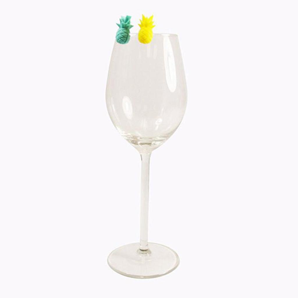 Wine Glass Markers Set of 6 Cute Pineapple Silicone Drink Glass Charms Tags Identification Cup Labels Signs for Party