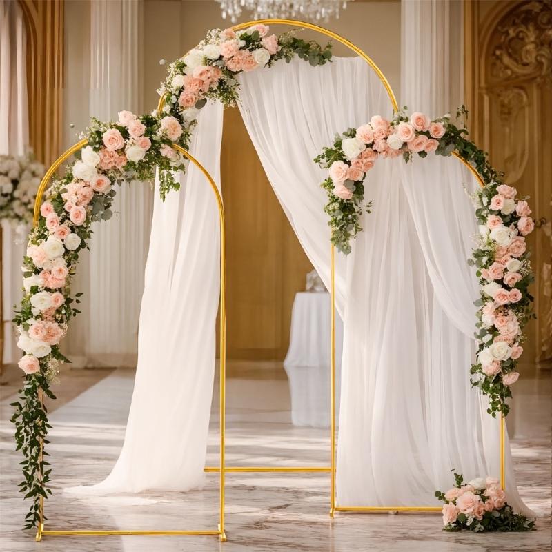 Goldener Eisen Hochzeitsbogen Dekor mit mehreren Größen Einfache Montage Party Hintergrundstruktur