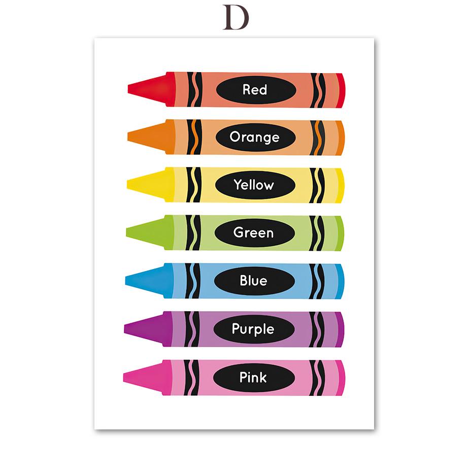 Rainbow Sun Star Cloud Numbers Alphabet Colors Wall Art Canvas Painting Nordic Posters And Prints Wall Pictures Kids Room Decor