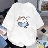 Summer Cartoon Sleeping Kitten Short-sleeved T-shirt for Women 2025 New Versatile Casual Top T Shirt Women Clothing