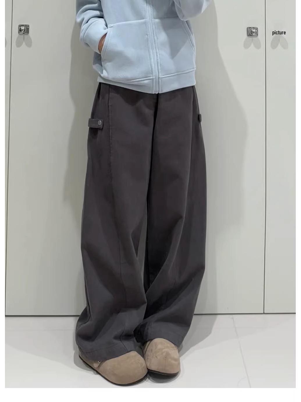 

Women s Deep Gray Slim High Waist Wide Leg Cargo Pants 2026 - Loose Casual and Versatile L глубокий/серый