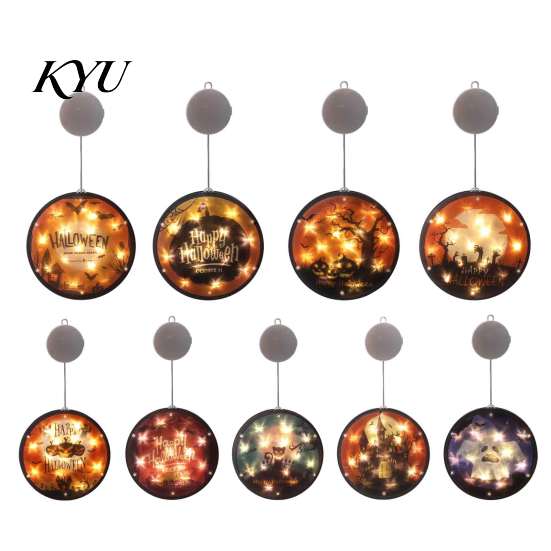 Indoor Holiday Atmosphere Lamp Halloween Window Decor Light, Battery Powered Ghost Pumpkin Fairy Portable Operated Light String Lantern for