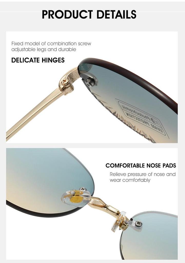 Fotochromowe Bezramowe Owalne Damskie Okulary Przeciwsłoneczne - Ochrona UV i Modny Styl INS (Model 2509)