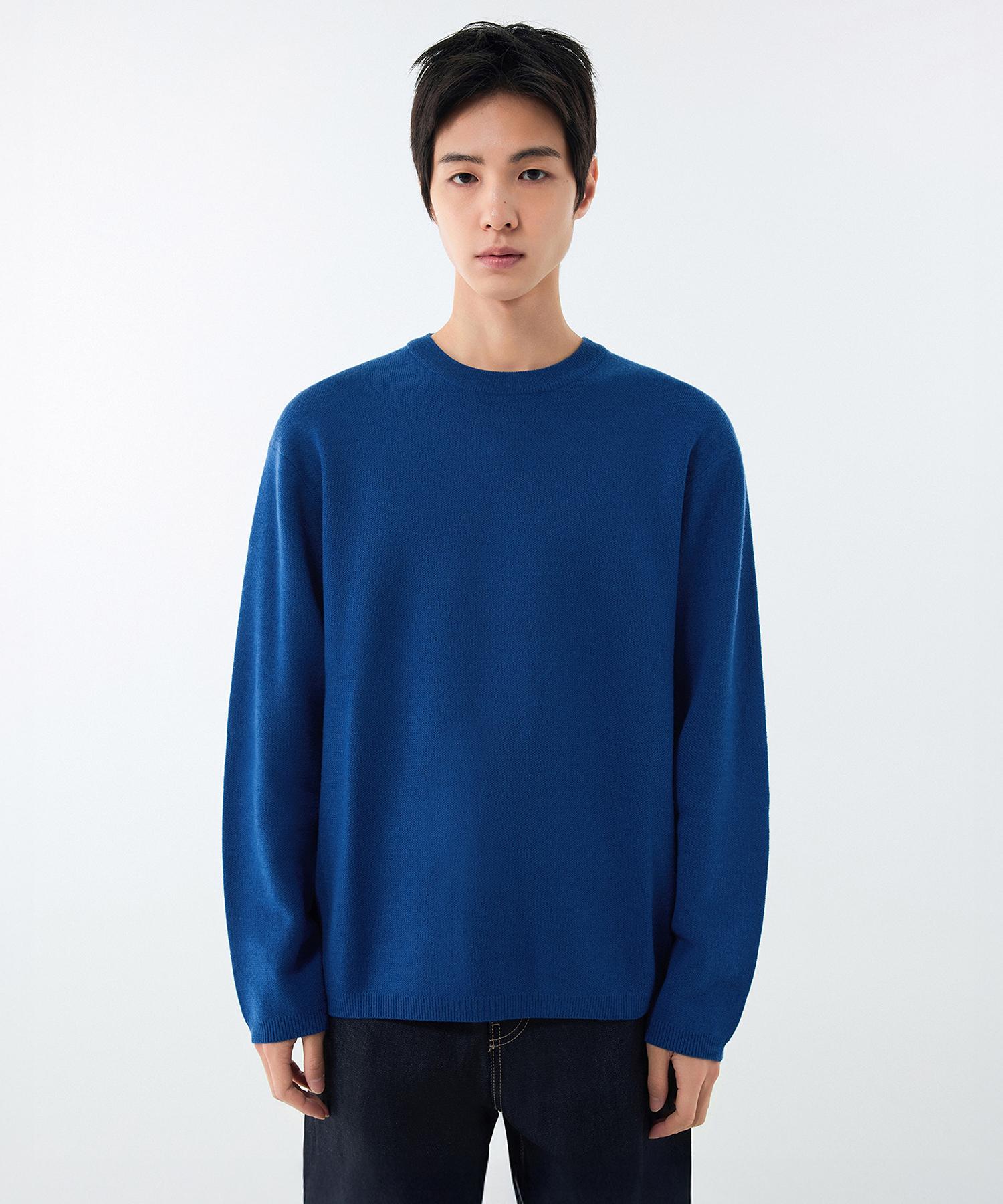 Musinsa Standard Minimal Crew Neck Knit [Blue] Blue/2Xl