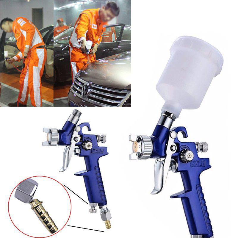 Professionelle HVLP-Spritzpistolen 0,8/1,0 mm Düse Mini 125 ccm Becher Spritzpistole Schwerkraft Airbrush Pneumatische Pistole zum Lackieren von Autos Aerograph
