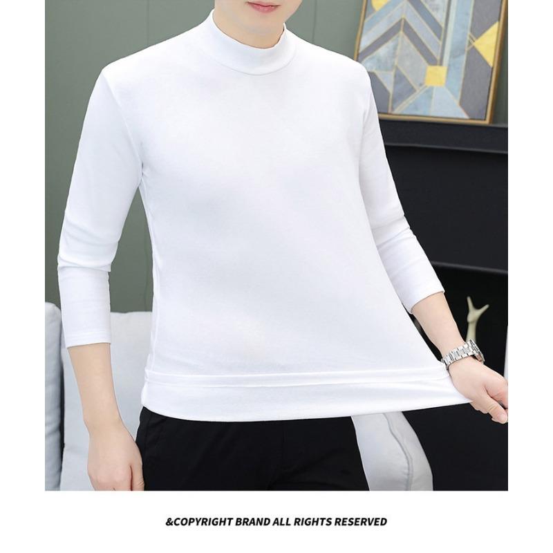 Men S Half High Neck Long Sleeve Cotton Loose Fit T Shirt