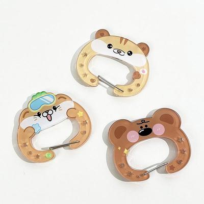 Cartoon-Tiere Karabiner Bergsteiger-Schnalle Poröse Acryl-Schnalle Schlüsselanhänger Rucksack-Ornament Mehrzweck-Schlüsselanhänger-Haken