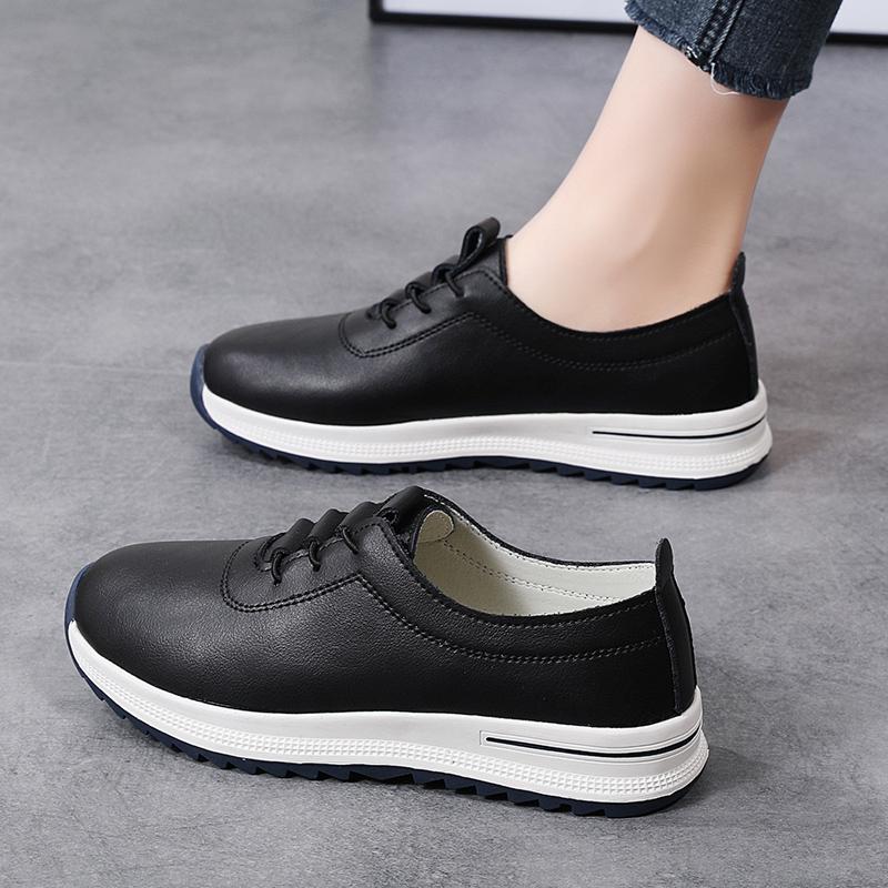 Women Platform Loafers Black Casual Leather Elevator Shoes Thick Sole Height Increase White Sneakers