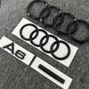 Audi A6 4 Ring Logo ABS Black Car Hood Front Bonnet Grill Rear Trunk Emblem Sticker A6 Mark Quarrto Emblem For A6 2020-2023