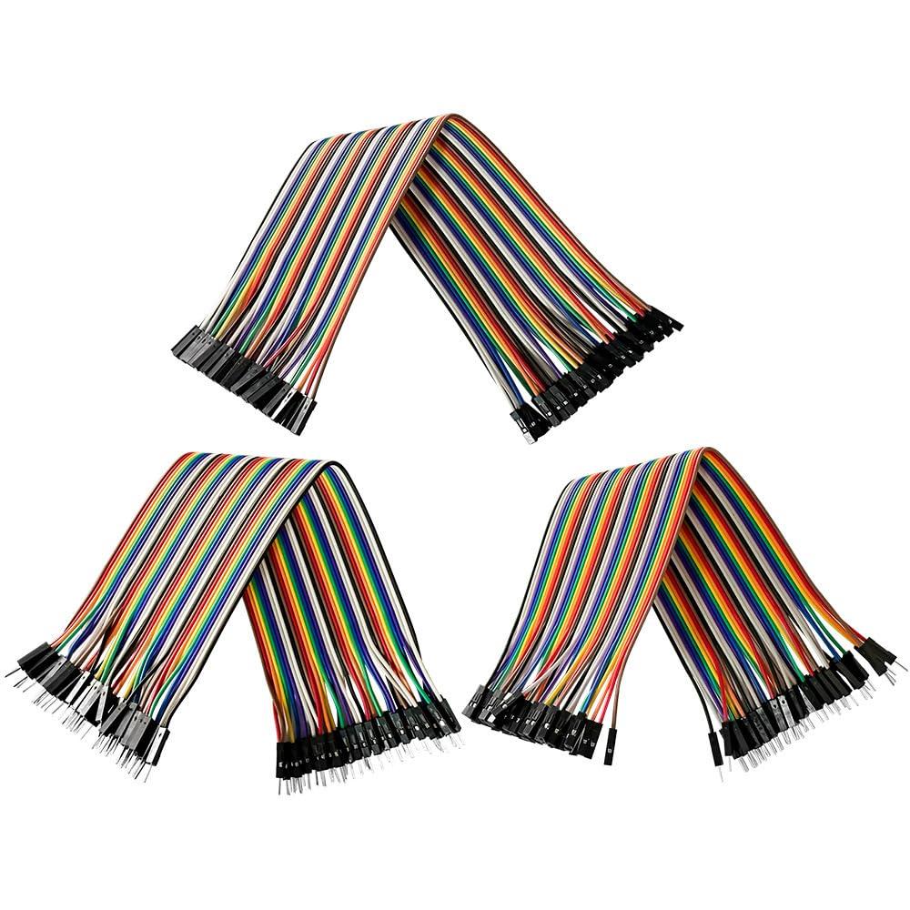 Multicolor DuPont Jumper Breadboard Jumper 120pcs Wires, Male-to-Male, Male-to-Female, Female-to-Female, Wires, (20cm)