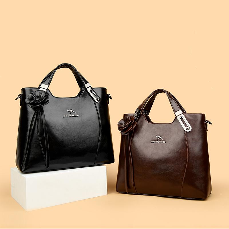 Middle-aged Handbag Mother Bag Women's Soft Leather Shoulder Crossbody Bag