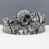 Y2K Rhinestone Skull & Snake Punk Belt - Unisex Leather with Rivet Decoration