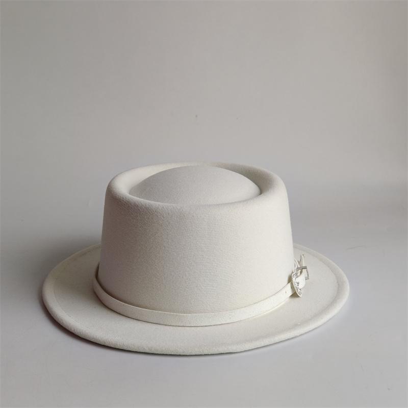 Vintage Pork Pie Hat For Men Wide Brim Felt Black Fedora Church Jazz Ribbon Trilby Panama Gangsters Caps Gentleman'S Style