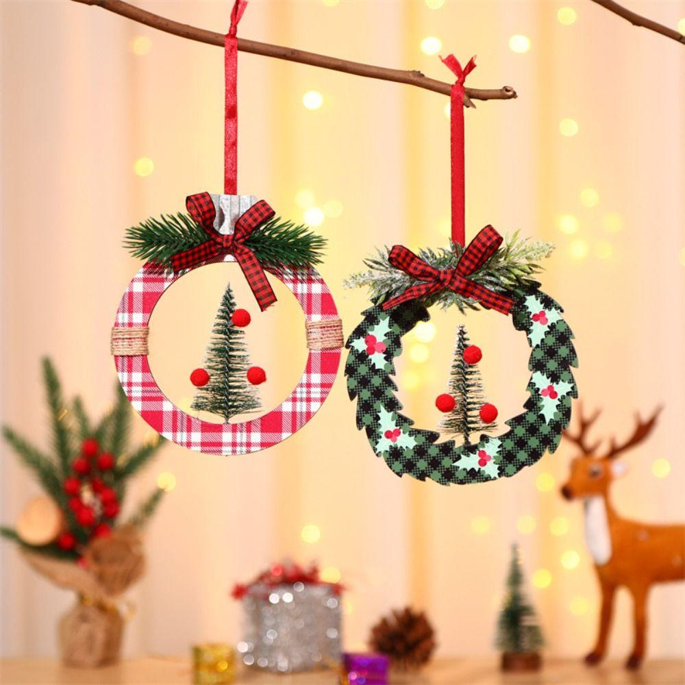 Round Christmas Decoration Square Christmas Wooden Pendant Cute   New Year