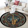 Saxophone Music Festival Emblem Round Area Rug Under Office Chairs Bedroom Living Room Home Decor