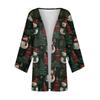 Women's Casual And Fashionable Christmas Printed Lightweight Mid Length Jacket Cardigan