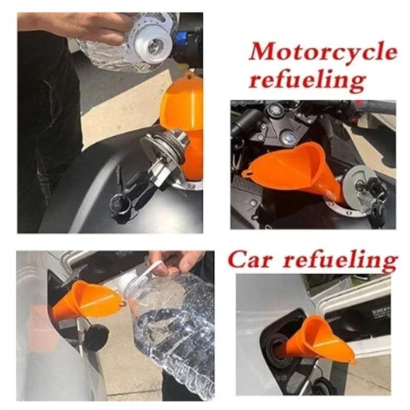 1/3pcs Refueling Funnel Hands-free Plastic Funnel for Motorcycle Automobile Splash Protection Oil Funnel Autos Accesorios