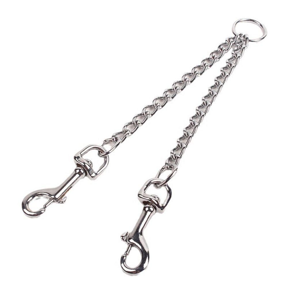 Stainless Steel 2 Way Dog Leash Double Hook Wear Resistant Pet Training Lead Multifunctional 2 Dogs Twin Lead for Two Dogs