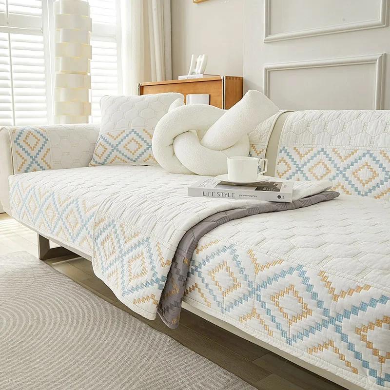 Baumwolle Bestickt Sofa Mattenbezug Wohnzimmer Nordisch Geometrisch Universal Sofa Überwurf Rutschfest Böhmisch Couch Kissen Handtuch