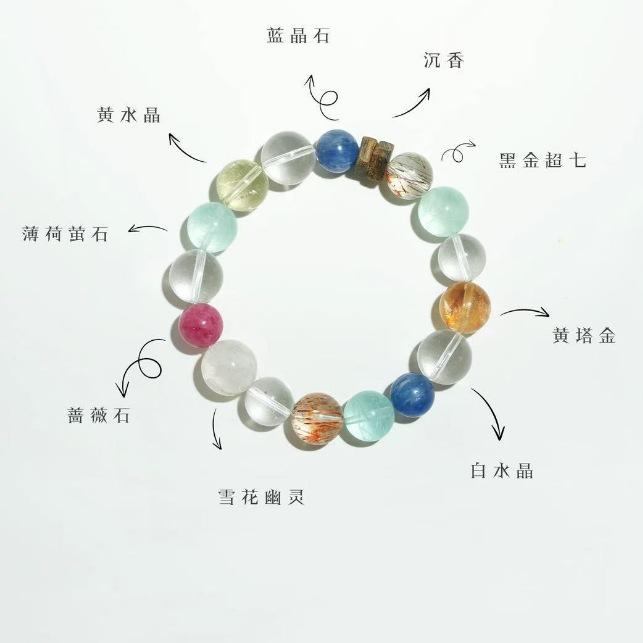 

Original natural multi-treasure crystal agarwood fashion personalized versatile bracelet with stable magnetic field, a gift for couples Rose Island Bracelet