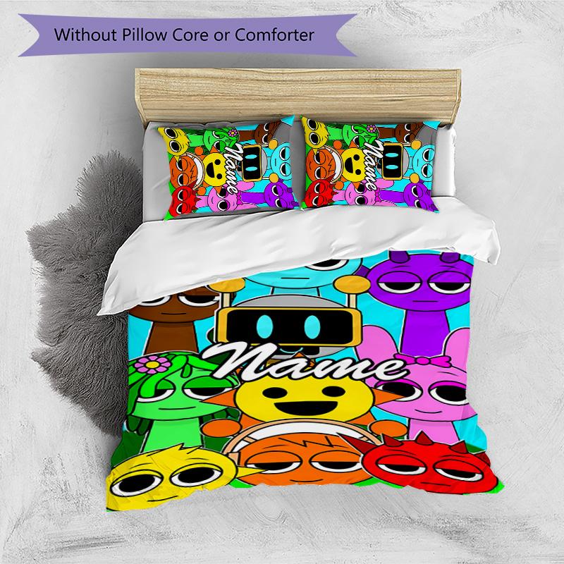 3pcs SPRUNKI10 Cover Set - Personalized Name, HD Printed Bedding with 1 Cover and 2 Pillowcases - Perfect for Home Decor, Easy Care