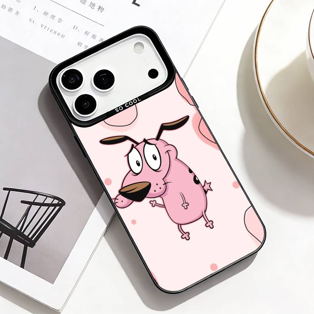 C-Courage the Cowardly D-Dog Phone Case For iPhone17,16,15,14,13,12,11 Plus,Pro Max Black Border Silver  Plated Cover