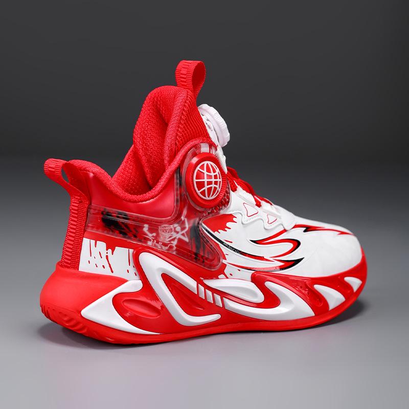 New Autumn Boys' Leather Basketball and Training Shoes for Primary Students, Trendy Design.