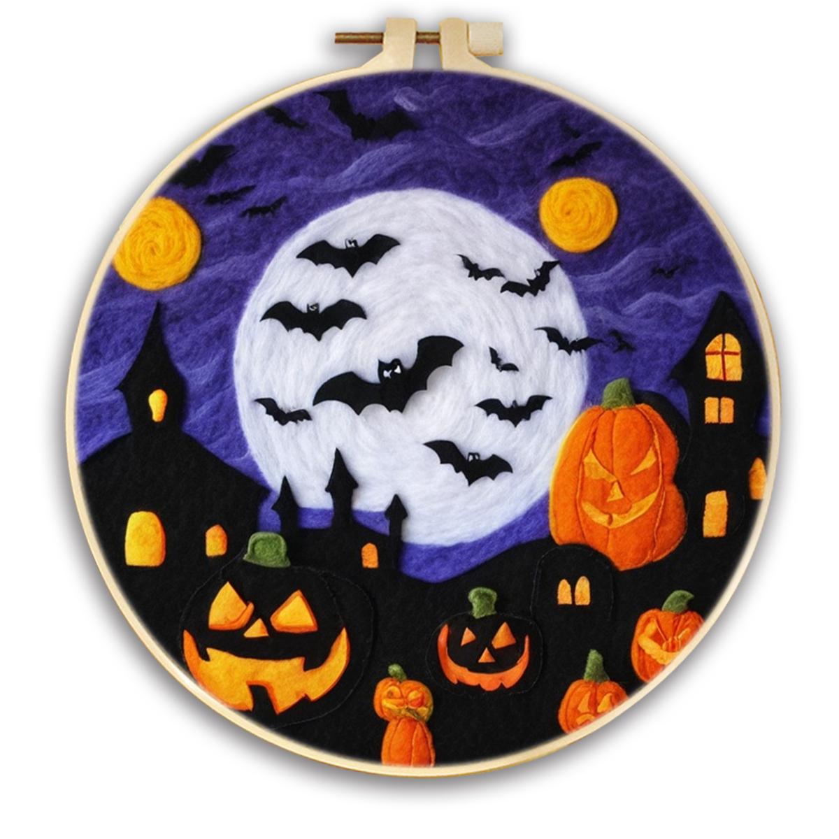 

CHENISTORY Painting DIY Wool Embroidery Kit Creative Halloween DIY Wool Needle Felt Picture Craft Painting Gift Felt Needlework