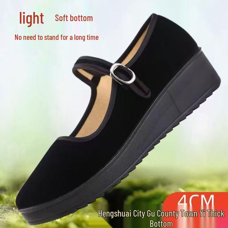 

Женские туфли на среднем высоком каблуке из ткани с нескользящей подошвой для работы и танцев 39