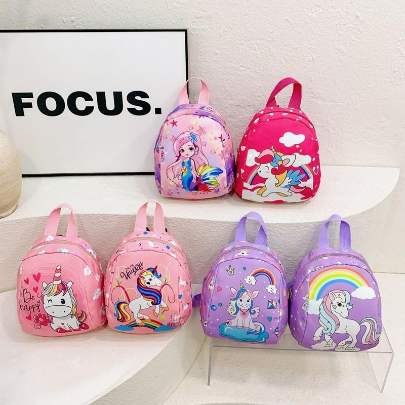 Adorable Cartoon Rainbow Unicorn Backpack For Kids With Magical Design And Playful Colors