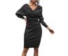 2023 Women's Off-Shoulder Batwing Sleeve Backless Knitted Top & Bodycon Wool Dress Set
