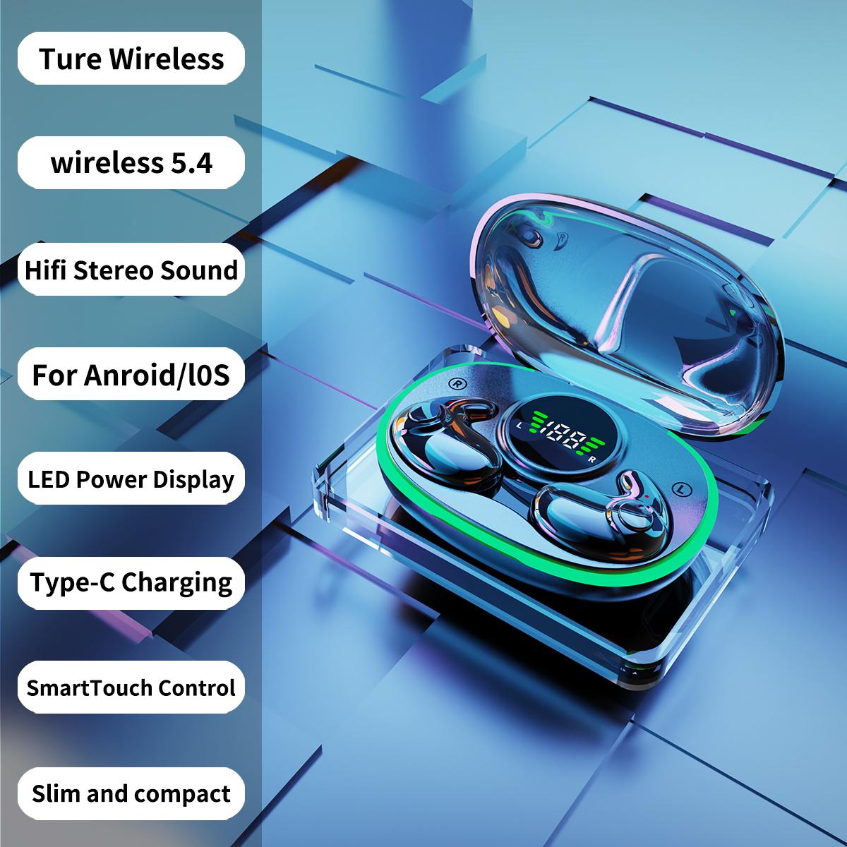 

Наушники Bluetooth 5.3, невидимые наушники для сна, мини-беспроводные наушники, водонепроницаемые, с функцией шумоподавления и сенсорным управлением чёрный