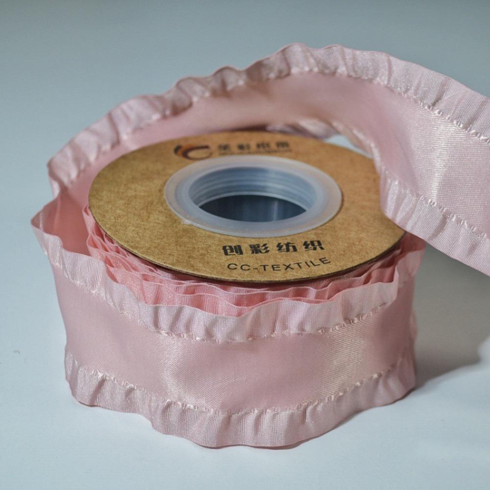 5yards Polyester Ruffles Edge Satin Ribbon Skirt Edge Woven Band  For DIY Hair Garment Accessories