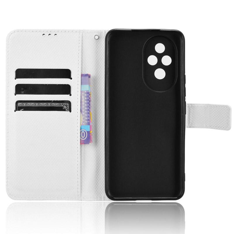 For Honor 200 5G Protective Case Diamond Texture Leather Phone Cover with Wallet