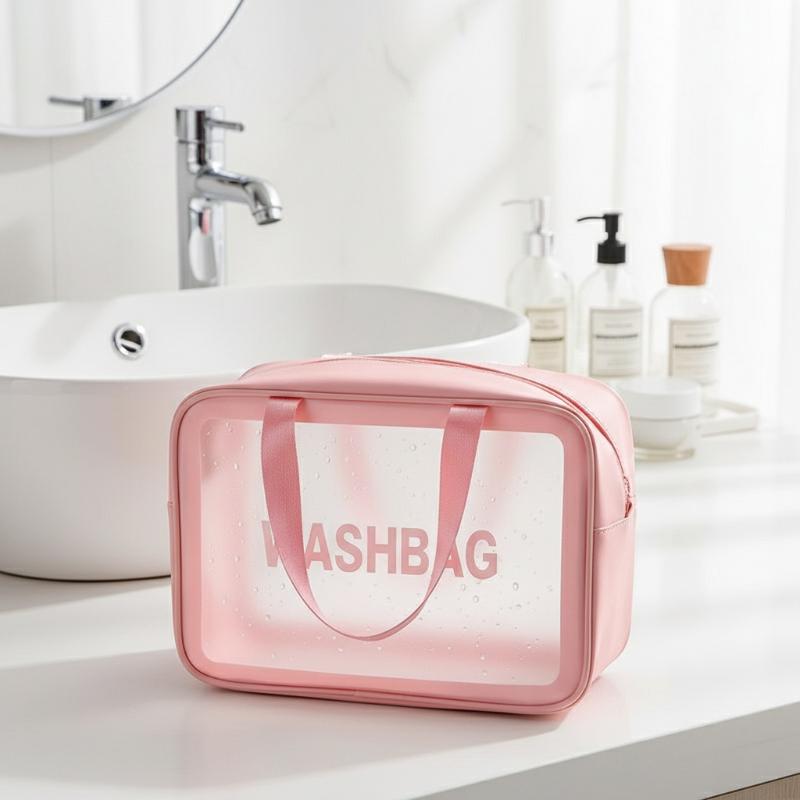 Dry-wet Separation Double Transparent PU Makeup Bag Portable Washing Bag Cosmetic Storage Bag Travel Fitness Swimming Essentials