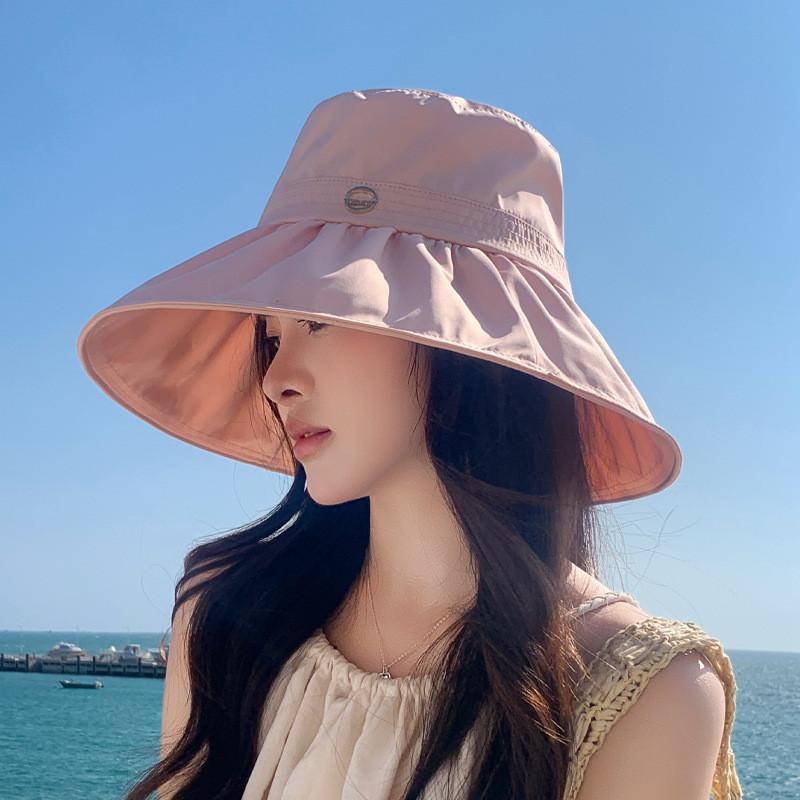 Summer Fashion Sun Hat For Women With Large Brim Breathable Polyester Sunshade Casual Outdoor Travel