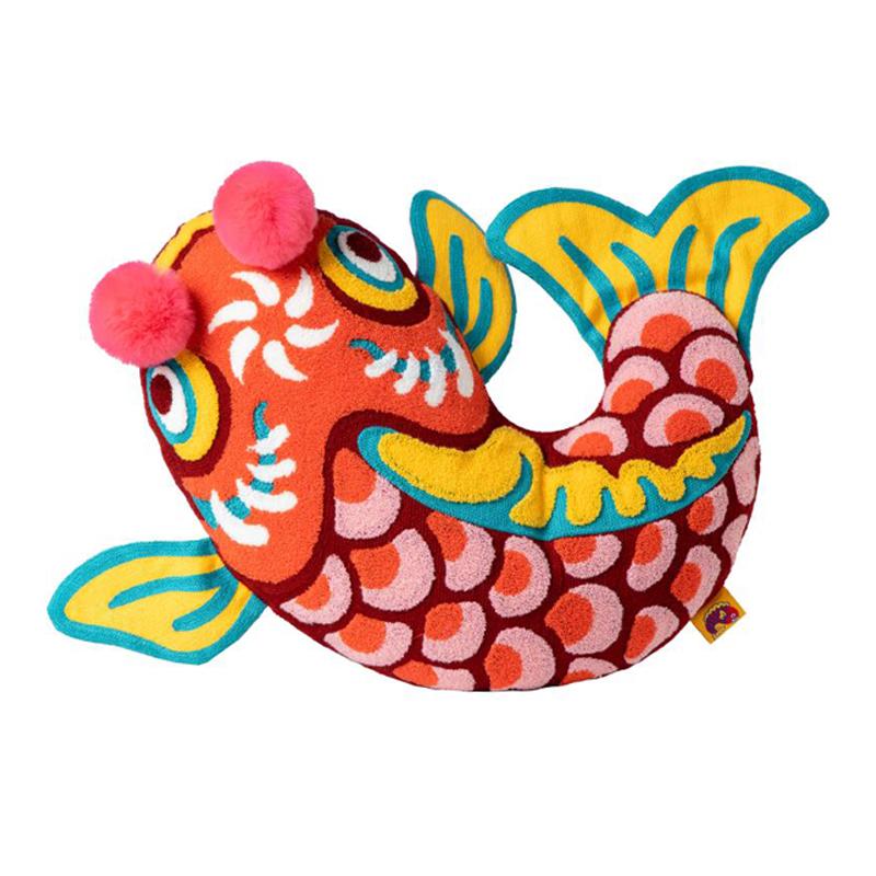 Joy Chinese Traditional Dance Lion Embroidery Cushion Sofa Chair Car Waist Cushion Wedding Bedding New Year Decorative Pillow