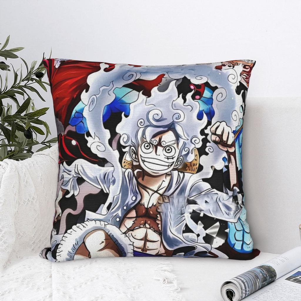 Luffy Anime Square Pillow Case The Straw Hat Crew Cushion Cover Awesome Zipper Decor Throw Pillow Case Cover For Home 18"X18"