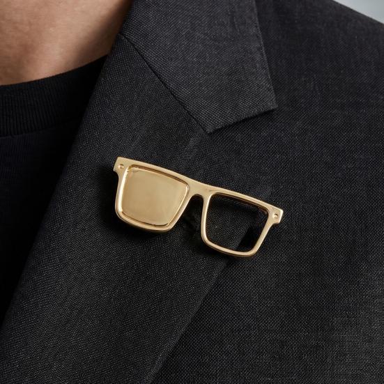 Square Frame Glasses Pin Eyeglasses Holder Brooch Pin, Zinc Alloy Metal Lapel Eyewear Hanger Clothes Decoration Accessories for Men Women Rectangle