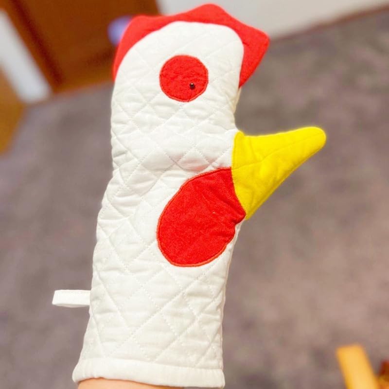 Rooster Trim Oven Mitts, Washable Cute Oven Mitts, Oven Mits/Glove Set, Printed Rooster Heat Resistant Oven Gloves, Hot Mitts for Kitchen, Friendly & 1 PC