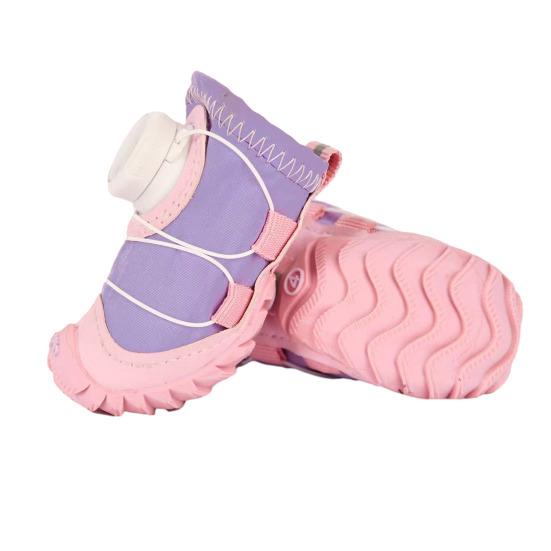 2Pcs Waterproof Pet Shoes All-Terrain Dog Shoes with Non-Slip Soles And Dial Adjustment Protective Dog Boots for Snow Rainy Days Hot Pavement Hiking