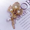 Light Luxury Plant Flower Rhinestone Pearl Brooch For Women Clothing Coat Accessories Gifts