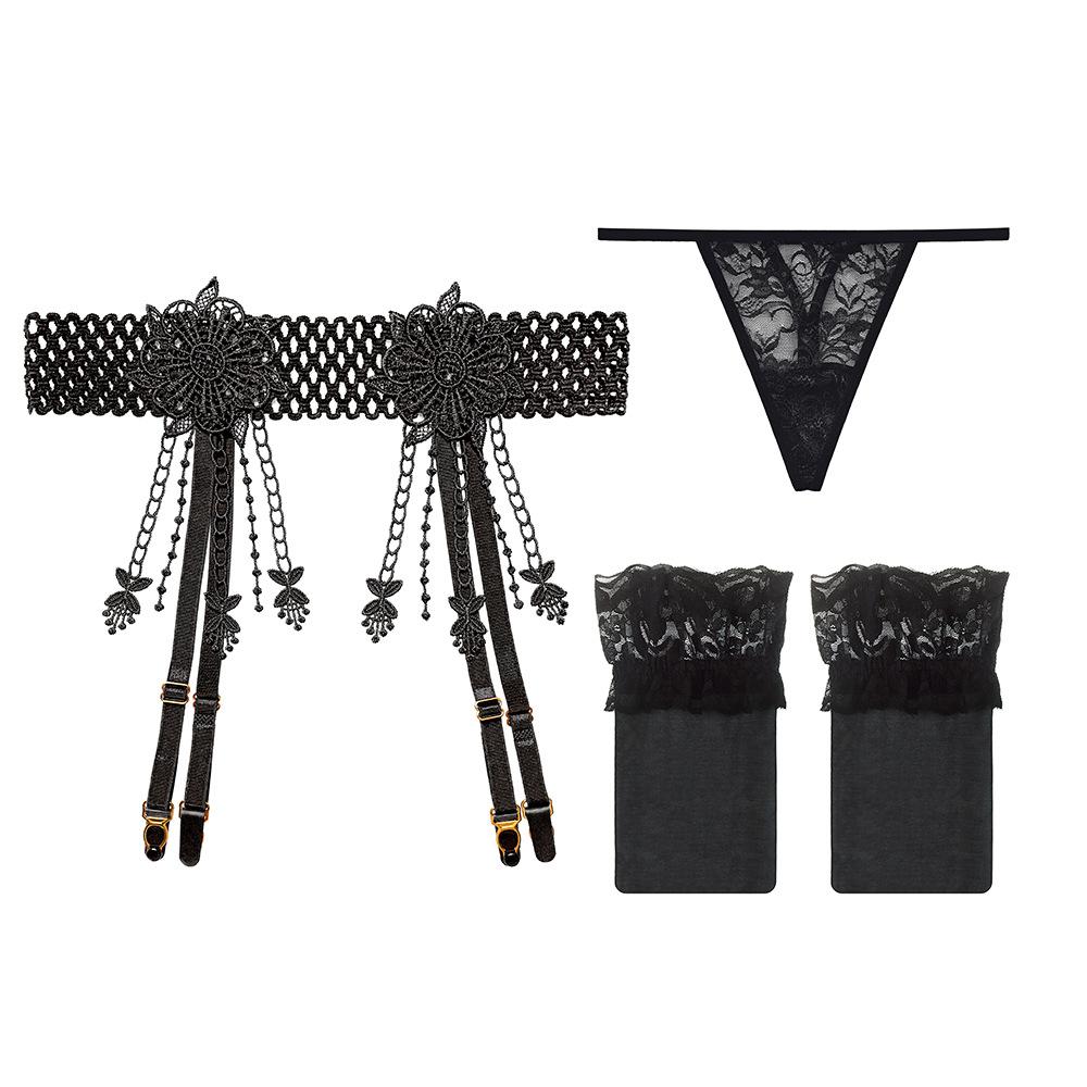 Sexy Women lingerie Stockings Garter Belt Set Lace Tassel Open Crotch Lingerie Sexy Hot Erotic Lace Porn Erotic Lingerie